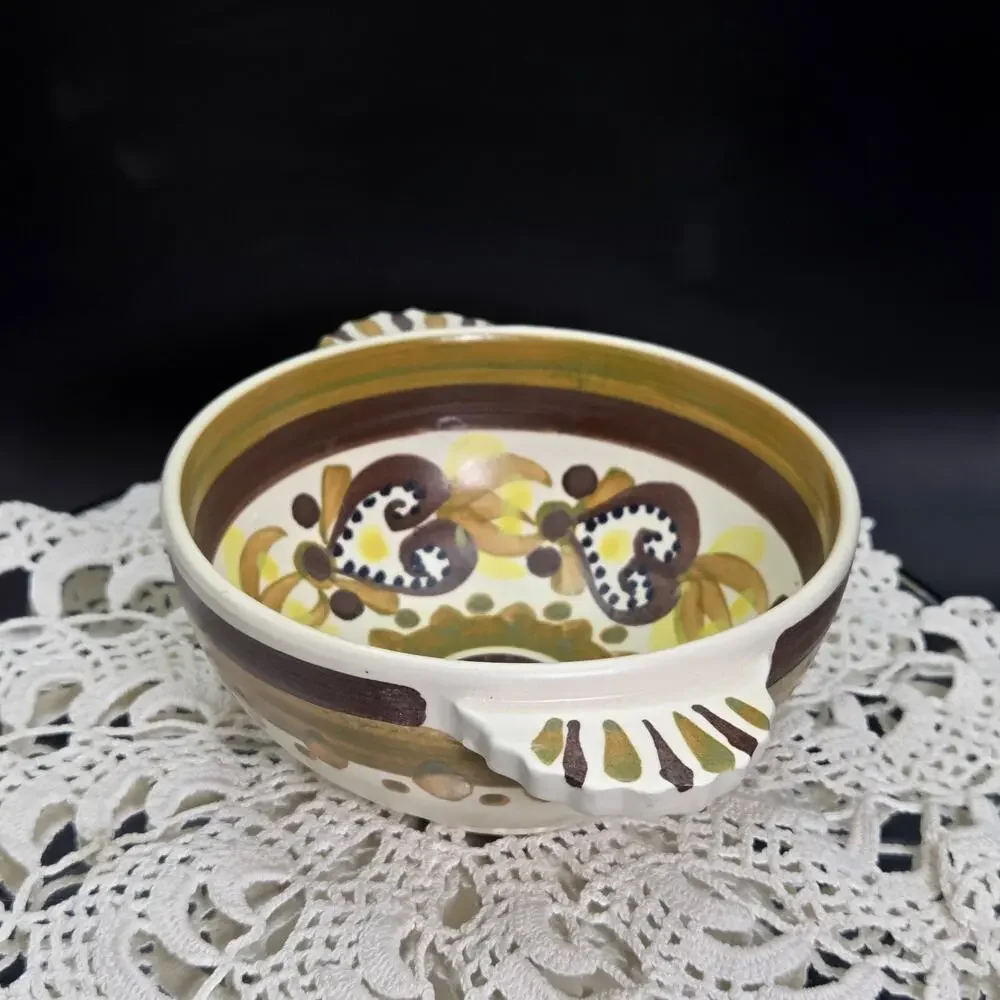 Quimper Pottery Bowl Vintage Collectible Brown Heart Handpainted France